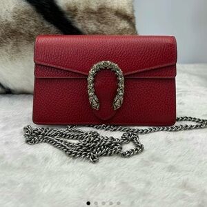 Gucci Red Leather Dionysus Chain Crossbody Bag